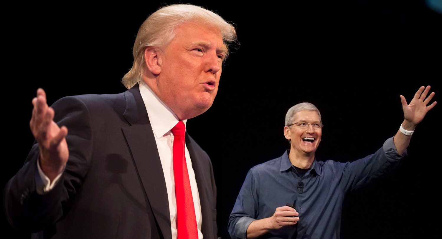 President Donald Trump and Tim Cook